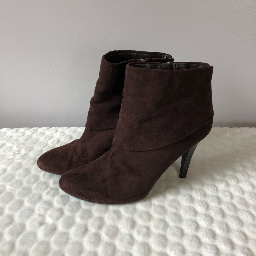 Marc Fisher Brown Vegan Faux Suede Heeled Boot 8
